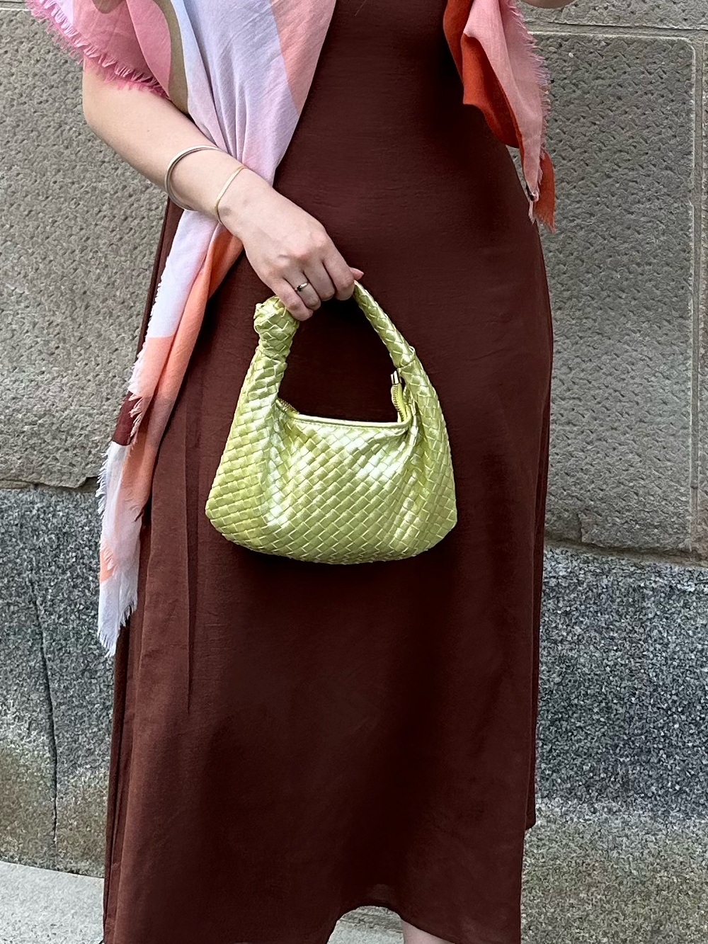 Anthropologie Lime Woven Mini Shoulder Bag